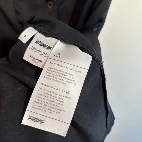 Vintage Reformation Dress with Mandarin Collar in Black and Rose Trime - Picture 4 of 4